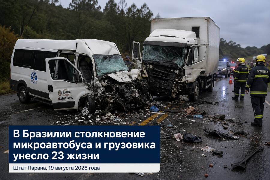 В Бразилии столкновение микроавтобуса и грузовика унесло 23 жизни