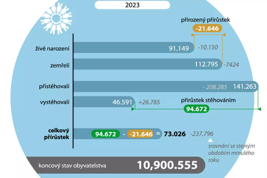 Население Чехии в прошлом году выросло при отрицательной рождаемости