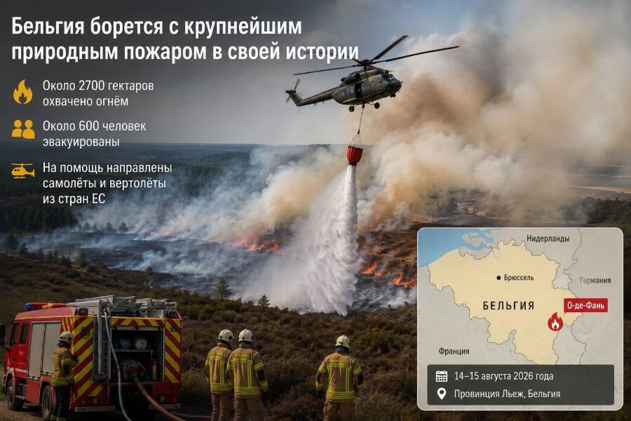 Бельгия борется с крупнейшим в своей истории природным пожаром