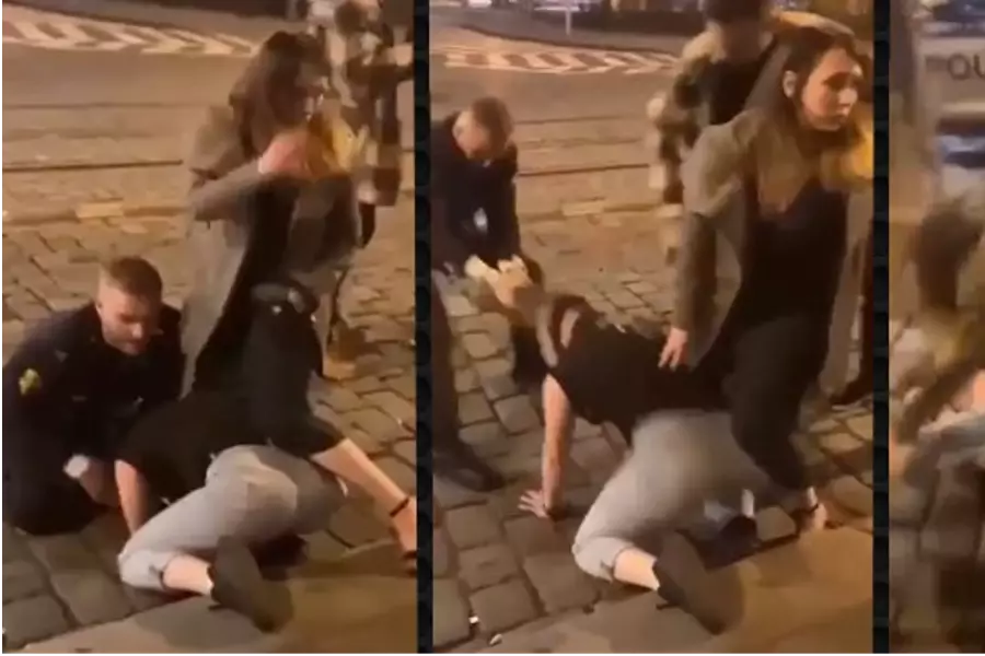 Пьяный полицейский в Праге напал и избил девушку на улице