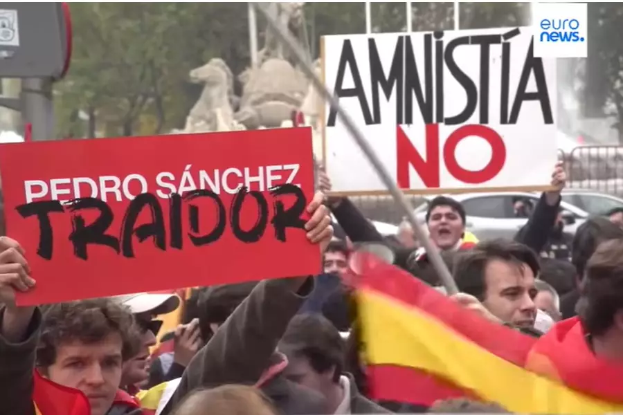 Полиция Мадрида разогнала митинг недовольных переизбранием премьером Санчеса