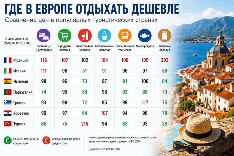 Где в Европе отдыхать дешевле: названы самые выгодные страны для отпуска