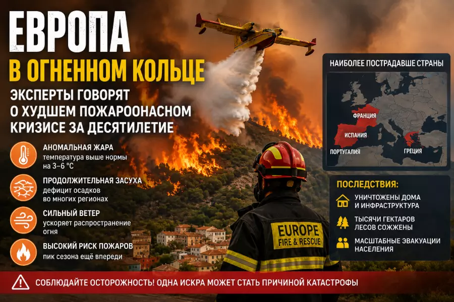 Европа вступила в самый опасный сезон пожаров за последние десять лет